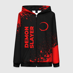 Женская толстовка на молнии Demon Slayer - red gradient вертикально