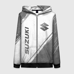 Толстовка на молнии женская Suzuki - white gradient вертикально, цвет: 3D-черный