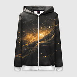 Женская толстовка на молнии Золотистое сияние на черной текстуре