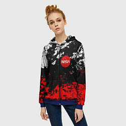 Толстовка на молнии женская Nasa краски, цвет: 3D-синий — фото 2