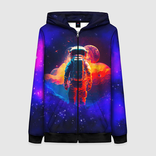 Женская толстовка на молнии Огненный путь космонавта / 3D-Черный – фото 1