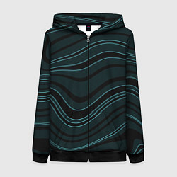 Женская толстовка на молнии Тёмный синий волнистые полосы