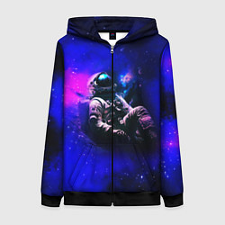 Толстовка на молнии женская Астронавт в пучине, цвет: 3D-черный