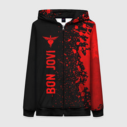 Толстовка на молнии женская Bon Jovi - red gradient по-вертикали, цвет: 3D-черный
