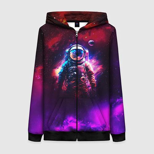 Женская толстовка на молнии Космонавт пламенный / 3D-Черный – фото 1