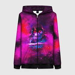 Толстовка на молнии женская Космонавт в космическом море, цвет: 3D-черный