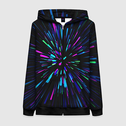 Женская толстовка на молнии Neon rods / 3D-Черный – фото 1