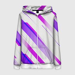 Толстовка на молнии женская Color white pink, цвет: 3D-белый