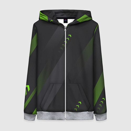 Женская толстовка на молнии Color black green / 3D-Меланж – фото 1