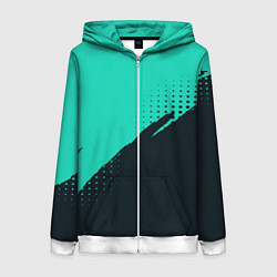 Толстовка на молнии женская Color black light blue, цвет: 3D-белый