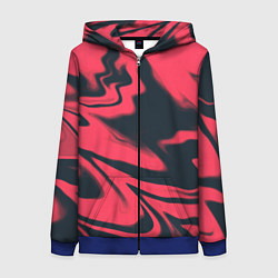 Толстовка на молнии женская Color black red, цвет: 3D-синий