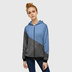 Толстовка на молнии женская Сине-серый геометричный, цвет: 3D-черный — фото 2