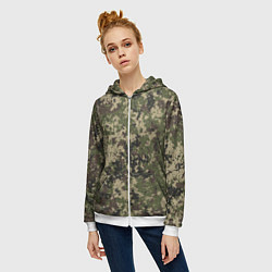 Толстовка на молнии женская Камуфляж защитный пиксельный, цвет: 3D-белый — фото 2