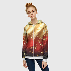 Толстовка на молнии женская Волнистая текстура с блестками, цвет: 3D-белый — фото 2