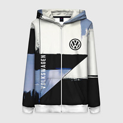 Толстовка на молнии женская Volkswagen логотип, цвет: 3D-белый
