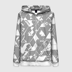 Женская толстовка на молнии Светлый серый геометричный паттерн