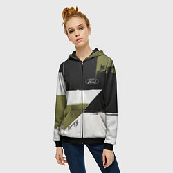 Толстовка на молнии женская Ford эмблема, цвет: 3D-черный — фото 2