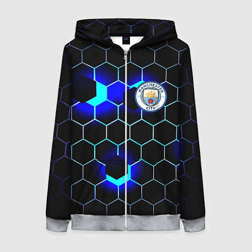 Женская толстовка на молнии Манчестер сити броня / 3D-Меланж – фото 1