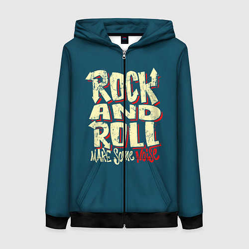 Женская толстовка на молнии Рок н ролл шум / 3D-Черный – фото 1