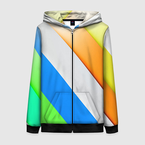 Женская толстовка на молнии Striped / 3D-Черный – фото 1