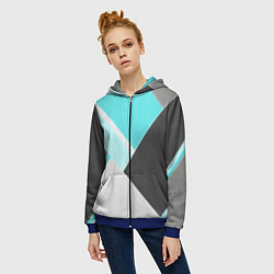 Толстовка на молнии женская Color black blue, цвет: 3D-синий — фото 2