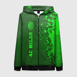 Толстовка на молнии женская AC Milan - green gradient по-вертикали, цвет: 3D-черный
