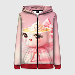 Толстовка на молнии женская Балерина капучино розовый, цвет: 3D-красный
