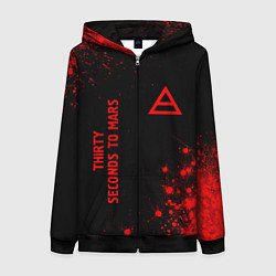 Женская толстовка на молнии Thirty Seconds to Mars - red gradient вертикально