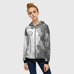 Толстовка на молнии женская Volkswagen - white gradient по-вертикали, цвет: 3D-черный — фото 2