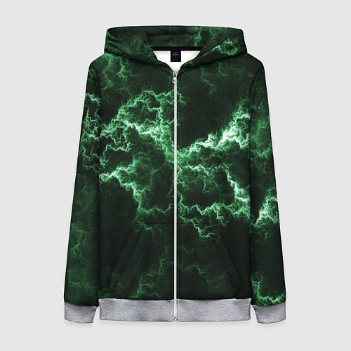 Женская толстовка на молнии Lightning green line / 3D-Меланж – фото 1