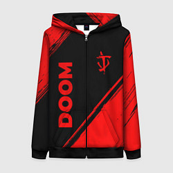 Толстовка на молнии женская Doom - red gradient вертикально, цвет: 3D-черный