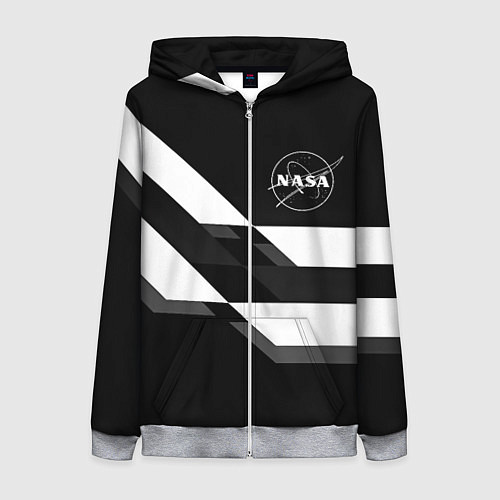 Женская толстовка на молнии Nasa геометрия полосы / 3D-Меланж – фото 1
