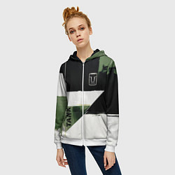 Толстовка на молнии женская Tank логотип машины, цвет: 3D-белый — фото 2