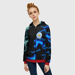 Толстовка на молнии женская Лестер Сити шторм, цвет: 3D-красный — фото 2