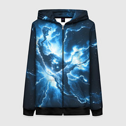 Женская толстовка на молнии Бело-синяя туманность