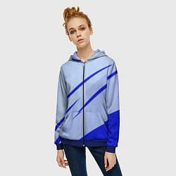 Толстовка на молнии женская Светло-синий текстура с полосой, цвет: 3D-синий — фото 2