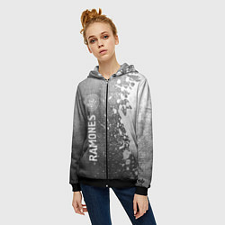 Толстовка на молнии женская Ramones - grey gradient по-вертикали, цвет: 3D-черный — фото 2