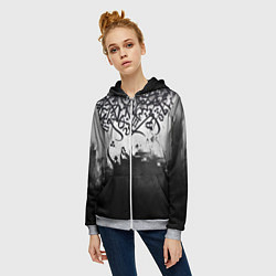 Толстовка на молнии женская Гранж каллиграфия, цвет: 3D-меланж — фото 2