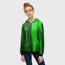 Толстовка на молнии женская Need for Speed - green gradient по-вертикали, цвет: 3D-черный — фото 2