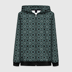 Толстовка на молнии женская Чёрный с синим узором патерн, цвет: 3D-черный