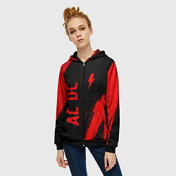 Толстовка на молнии женская AC DC - red gradient вертикально, цвет: 3D-черный — фото 2