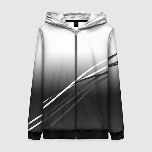 Женская толстовка на молнии Градиент с полосами из белого в тёмный / 3D-Черный – фото 1