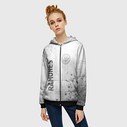 Толстовка на молнии женская Ramones - white gradient вертикально, цвет: 3D-черный — фото 2