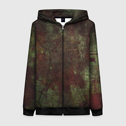 Женская толстовка на молнии Абстракция - green fabric soaked in red paint