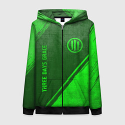 Толстовка на молнии женская Three Days Grace - green gradient вертикально, цвет: 3D-черный
