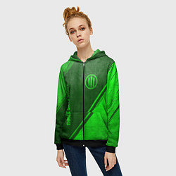 Толстовка на молнии женская Three Days Grace - green gradient вертикально, цвет: 3D-черный — фото 2