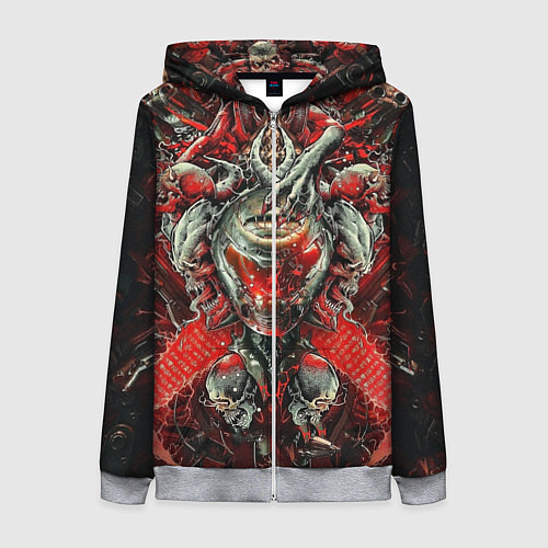 Женская толстовка на молнии Doom постер к игре / 3D-Меланж – фото 1