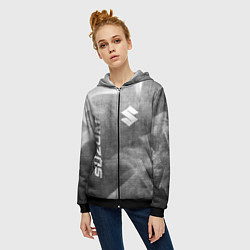 Толстовка на молнии женская Suzuki - grey gradient вертикально, цвет: 3D-черный — фото 2