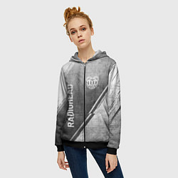 Толстовка на молнии женская Radiohead - grey gradient вертикально, цвет: 3D-черный — фото 2