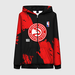 Толстовка на молнии женская Atlanta Hawks black and red, цвет: 3D-черный
